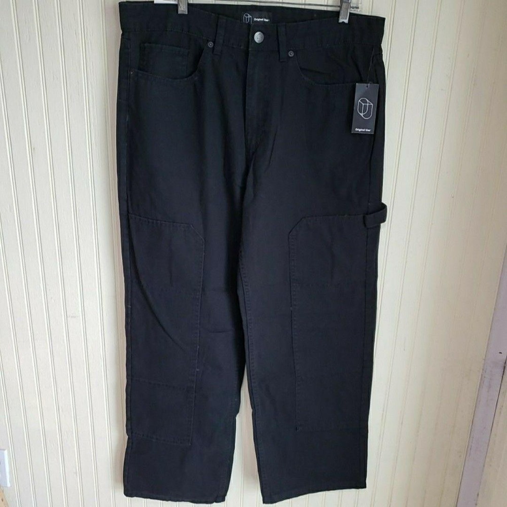 Original Use Pants Mens 36x30 Black Relaxed Carpenter Canvas Workwear Pockets